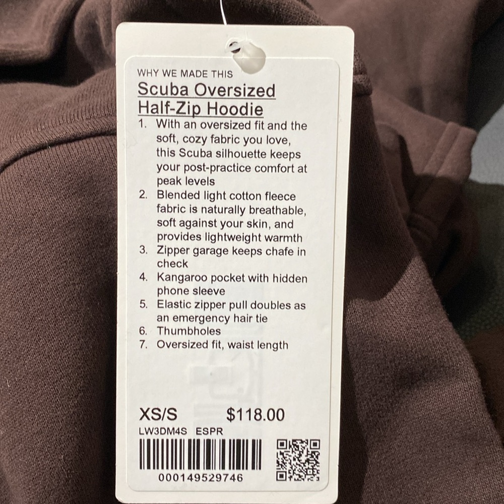 Lululemon Scuba Oversized Half Zip Hoodie Espresso - Picture 3 of 7